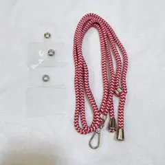 新品❣️スマホストラップ 携帯ストラップ ネックストラップ 赤 ストライプ