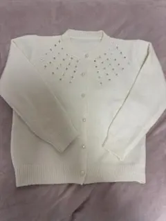 pool studioアイボリー パール装飾 カーディガン