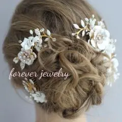 新品☆お花の3点セット ピンクゴールド　コーム　ヘッドドレス ウエディング結婚式