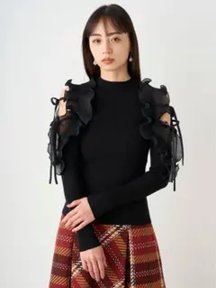 snidel フリルスリーブニットプルオーバー