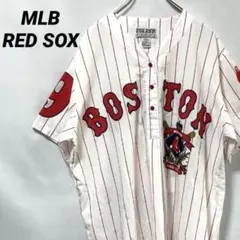 T-447 ESLEEP MLB RED SOXベースボールシャツ白USA古着.のサムネイル