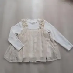 プティマイン　トップス　110　チュール　星柄　白　フリル