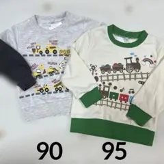 セット トレイン 車 90cm 95cm トレーナー 配色 裏起毛なし