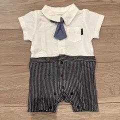 【美品】petit main 半袖ネクタイ付きロンパース70