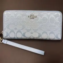 COACH ロング ジップ アラウンド ウォレット・シグネチャー シャンブレー