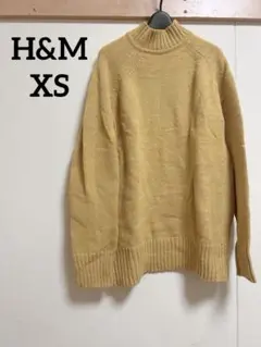 H&M マスタード 【XS】エイチアンドエム 長袖ニットセーター
