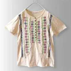 rough 花刺繍 レースリボン ヘンリーネック スラブコットン 森ガールのサムネイル