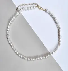 バロック 淡水 パール ネックレス 長さ　約40センチ パール 6ミリ