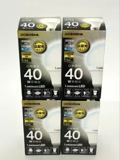 ドウシシャ LED電球 40W形相当 昼白色 広配光タイプ E26口金 × 4個