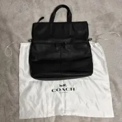 【美品】COACH 型押しブラックレザー バッグ