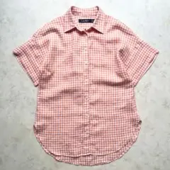 【美品】RALPH LAUREN リネン100% シャツ チェック 半袖のサムネイル