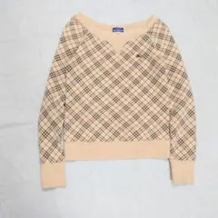 バーバリーブルーレーベル ノバチェック柄 トレーナー トップス ベージュ