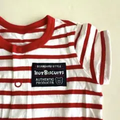 【美品】Hot Biscuits ストライプロンパース　70サイズ