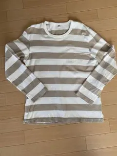UNIQLO ボーダー長袖カットソー ベージュ S ユニセックス