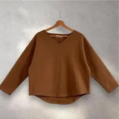 【美品】GREEN LABEL RELAXINGブラウンVネック 長袖トップス