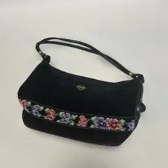 黒の花柄刺繍ハンドバッグ　フェイラー