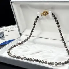 照り◎ 本真珠 パール ネックレス 着色 シルバー金具 鑑別書 ブラック系