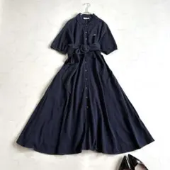 ポロラルフローレン ポロシャツワンピース ロング 鹿の子 ベルト付 黒