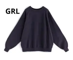 【美品】GRL ラグランスリーブ裏起毛トップス pm230 トレーナー 紺色 F