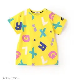 新品未使用　110cm エックスガールステージス　カラフルロゴ総柄半袖ワンピース