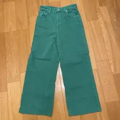 グリーン ワイドレッグ デニムパンツ ZARA