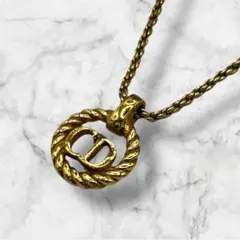 美品　ChristianDior ディオール　ロゴ　ネックレス　サークルゴールド