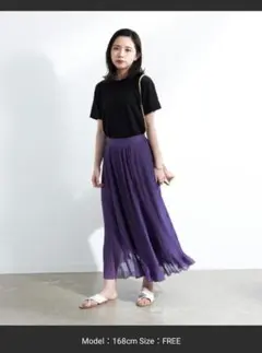 AUNT MARIE＇S シフォン楊柳ロングスカート パープルのサムネイル