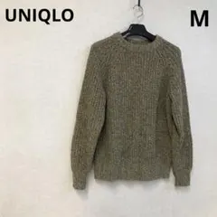 UNIQLO メンズ　ざっくり編み　長袖セーター　ラグラン袖　茶系　M