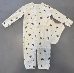 【美品】長袖ロンパース　スタイセット　75cm