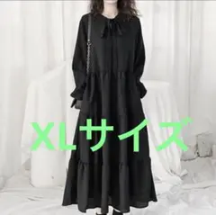 ティアード ワンピース ブラック LL