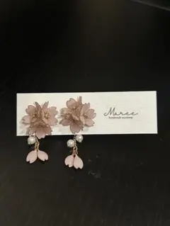 ハンドメイド 桜モチーフ ピアス