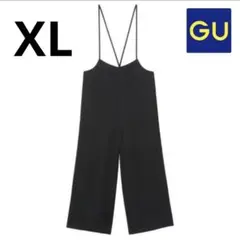 GU サロペットワイドパンツ ブラック　黒　オーバーオール　XL
