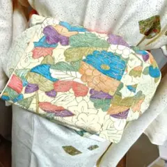 長尺大人の兵児帯半幅帯ハンドメイド澪No2723着物リメイク正絹花柄