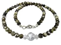 オシャレゴールドオブシディアン三角カット約6mm水晶銀龍手彫り天然石ワイヤー仕上