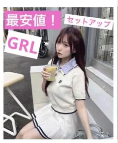 【GRL】ポロニットトップス×プリーツミニスカートセットアップ