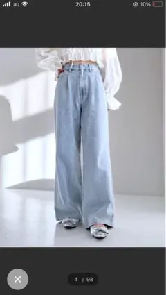 訳あり！ Heather ハイウエストデニムワイドパンツ Ꮪ