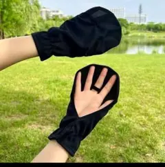 お洒落日焼け対策ミニUVカット指先　手袋　アームカバー　ブラック色