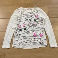 H&M ウサギイラストの長袖カットソー ホワイト