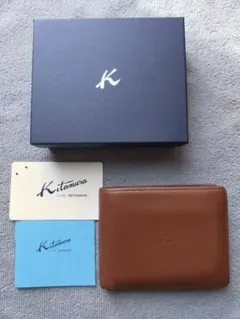 【良品】　Kitamura ブラウン 二つ折り財布　本革のサムネイル