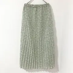 新品タグ付 アースミュージック&エコロジー 花柄プリーツスカート ミント F
