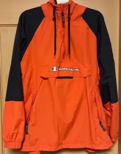 タイムセール☆Champion☆アノラックパーカー　オレンジ×ブラック XL