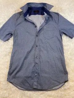 DIESEL 半袖シャツ M ブラックラベル 幾何学ドット 【極上のネイビー】