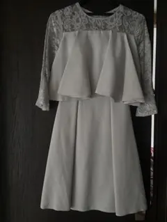 グレー レース ドレス フレアスリーブ