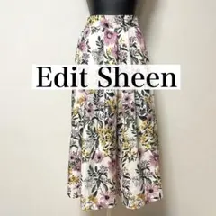 Edit Sheen 花柄 フレアスカート ミモレ丈 ウエストゴム タック入りのサムネイル