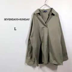 SEVENDAYS=SUNDAY スキッパーシャツ L カーキ 長袖のサムネイル