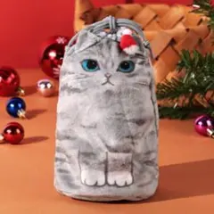 最安値☆完売品　カルディ　【おすわりネコ巾着　グレー】