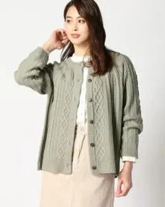 sm2 グレー ケーブル編み カーディガン M