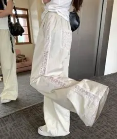シースルーレースラインバンディングパンツ