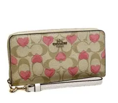 COACH コーチ 二つ折り財布 ハート柄 シグネチャー - メルカリ