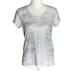 GAP ラメボーダー　カットソー　クルーネック　ギラギラ　Tシャツ 半袖